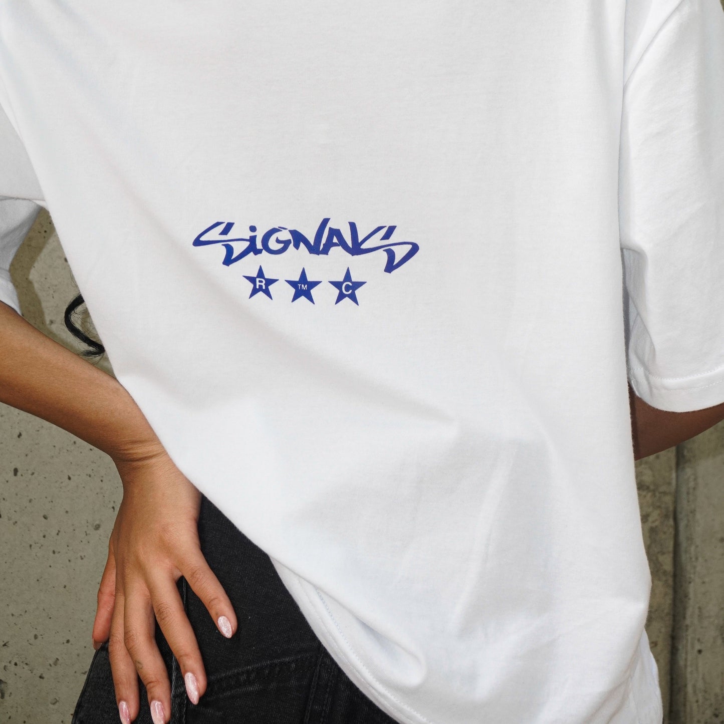 T-shirt Boxy Signals Blanca