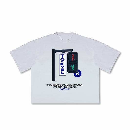 T-shirt Boxy Signals Blanca
