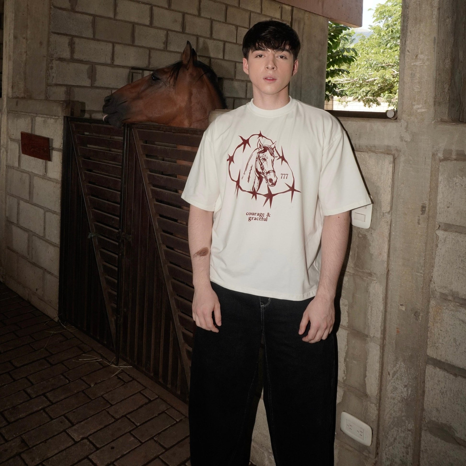 Bone T-Shirt Boxy Horse - tazkvel